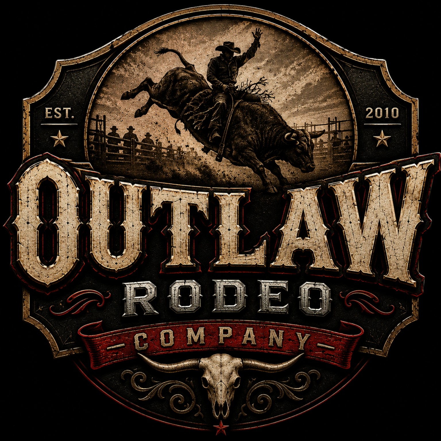 Outlaw Rodeo Company logo emblem design